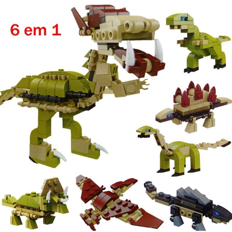 Blocos de montar dinossauros 6 em 1 (lego)