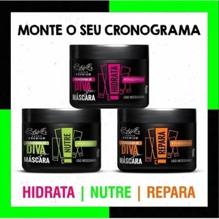 Kit Máscaras cronograma capilar de diva Belkit - Nutrição, reparação e hidratação - 3 itens