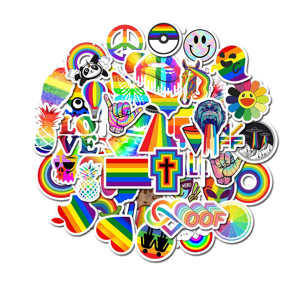 50 Autocolantes Coloridos PCS Cartoon VSCO Rainbow Stickers Para ...