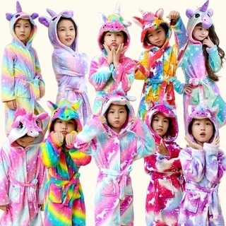 Flanela Roupão Infantil Menina Roupão Infantil Unicórnio Inverno Roupas Bebês Pijamas Caloroso Pijama Infantil Menina