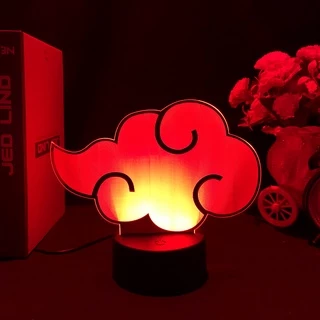 Naruto Akatsuki Organize Logotipo 3D Luz Noturna Colorida Controle Remoto De Toque Acrílico Presente Anime Lâmpada De Mão Decoração Do Quarto