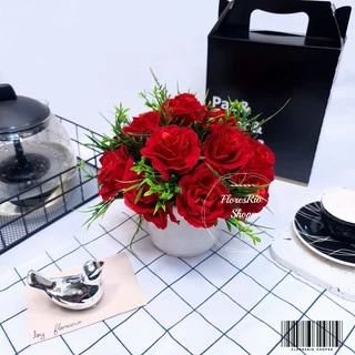 buquê de veludo rosa vermelho artificial para Decoração e casamento
