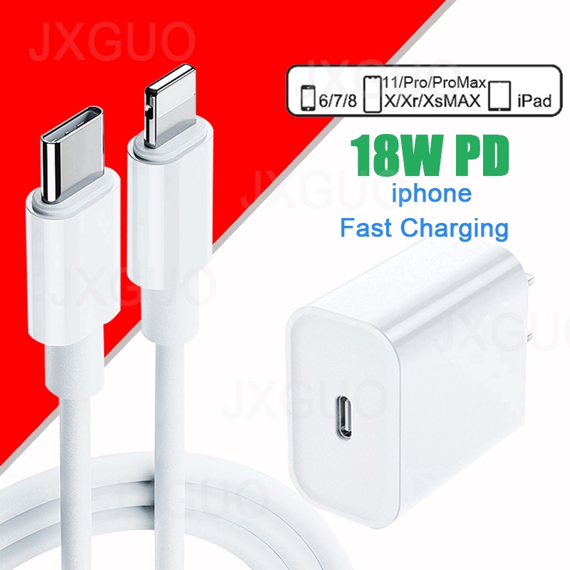 Original iPhone Charger Cable PD Fast Charging 18W 9V/2A USBC TypeC