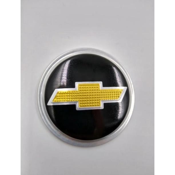 EMBLEMA DE ALUMINIO PARA VOLANTE GM CHEVROLET 5,5 CM FUNDO PRETO