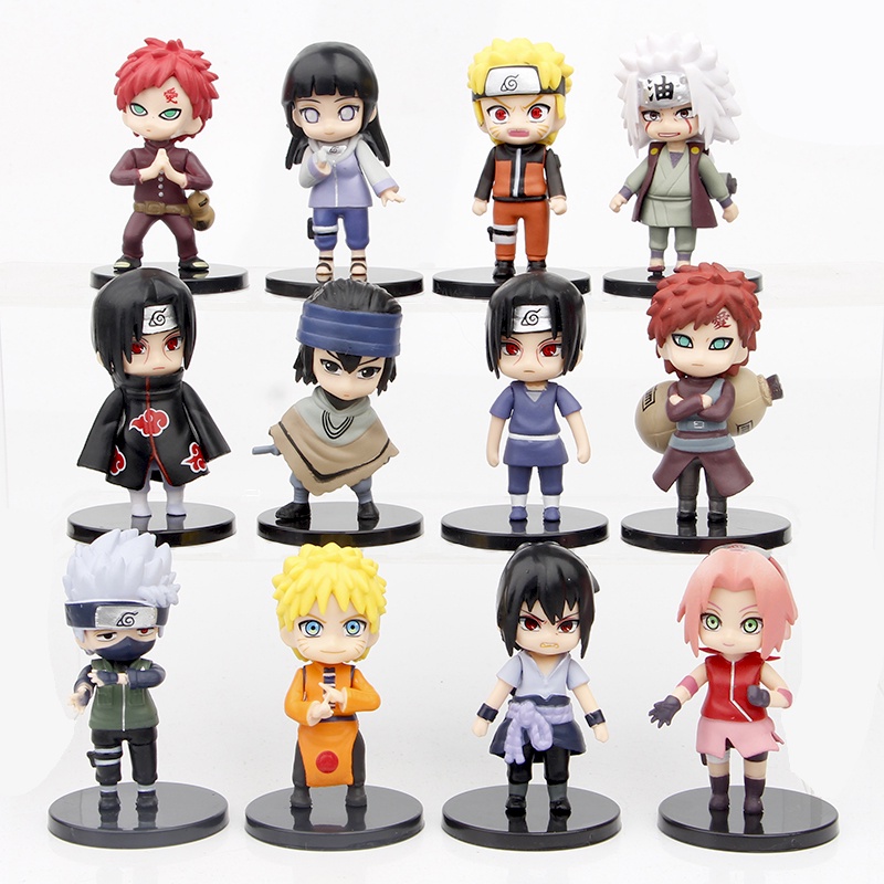12pcs Naruto Sasuke Action Figures Anime Sakura Itachi Kakashi Gaara Jiraiya Bonecos Colecionáveis Brinquedos infantis