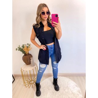 Comprar * IZU CONJUNTO DE CALÇA E COLETE JEANS - Moda de Mulher