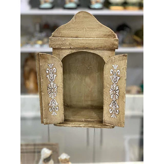 Oratório Capela Artesanal Em Madeira 30cm - Porta Imagem