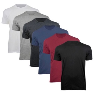 Kit Promocional 6 Camisetas Slim Premium Lisa 100% Algodao Gola Careca Promocao Manga Curta Trabalho Academia Preta Branca