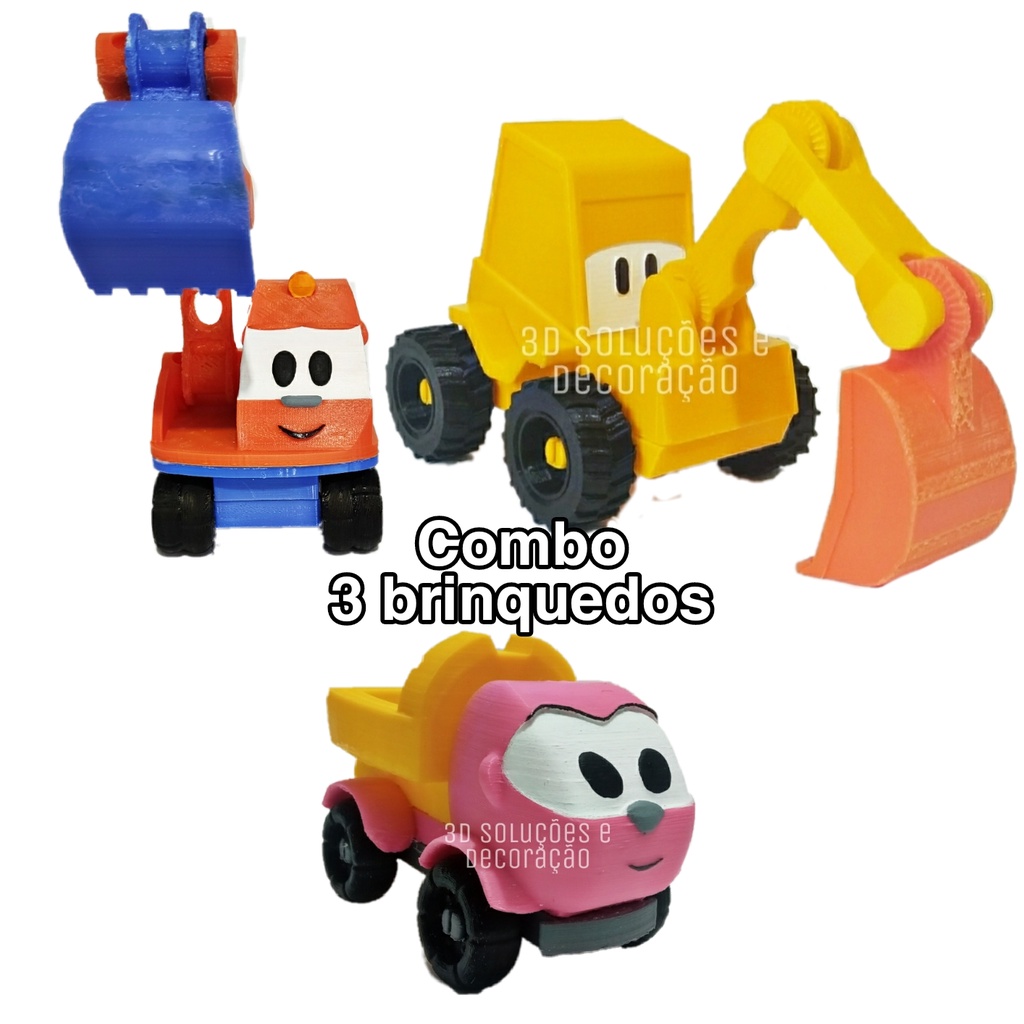 Combo Leo Caminhao Lea Lifty Scoop 4 Brinquedos Impressao 3d