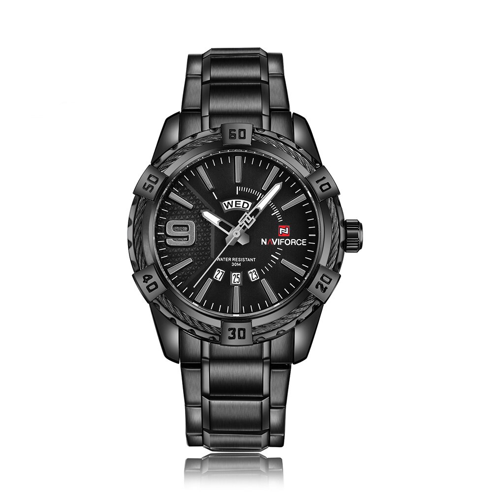 Relógio Naviforce 9117S Preto Masculino Luxo Aço Inox No Brasil ...