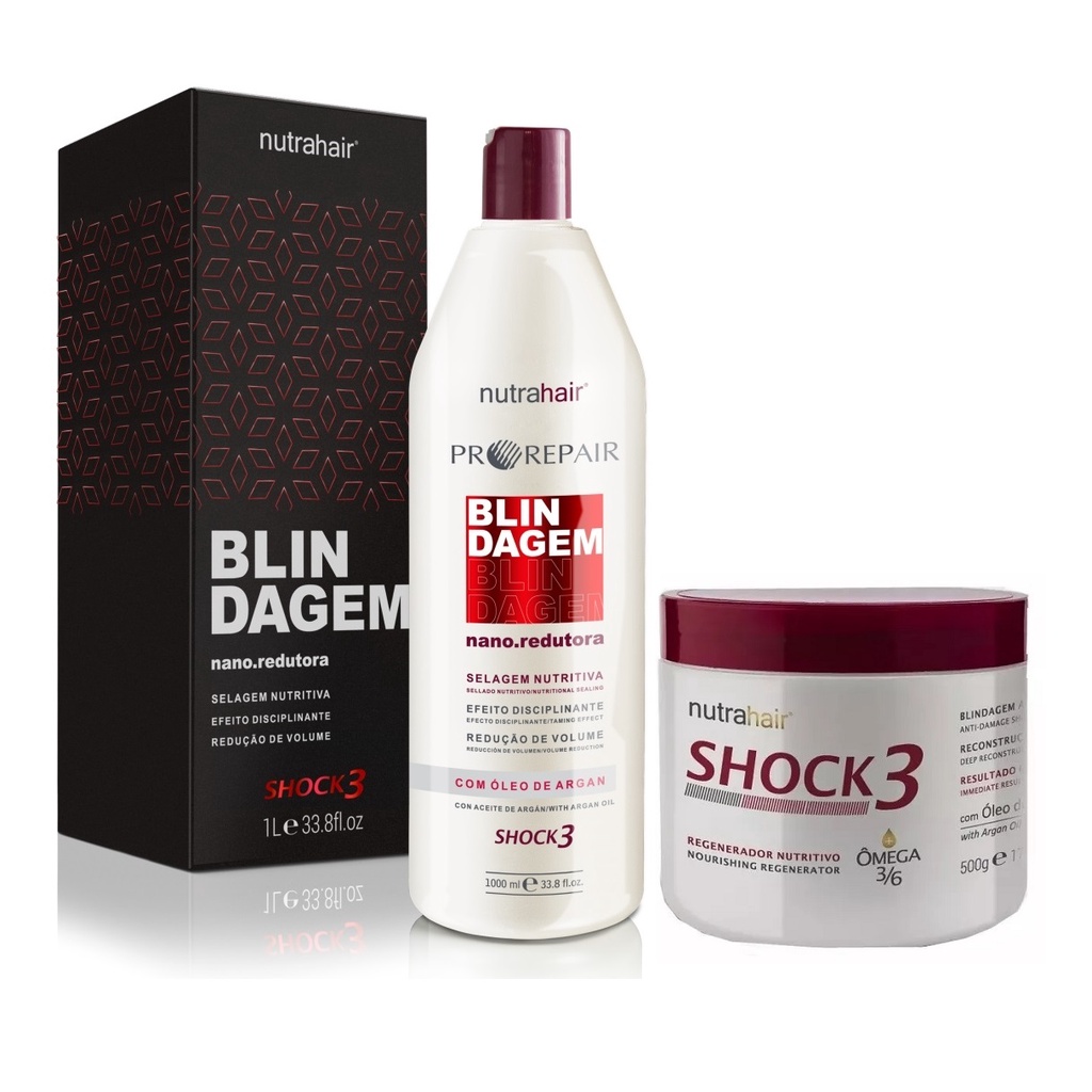 Selagem Nutrahair 1000ml Blindagem Dos Fios + Shock3 500g Shopee Brasil