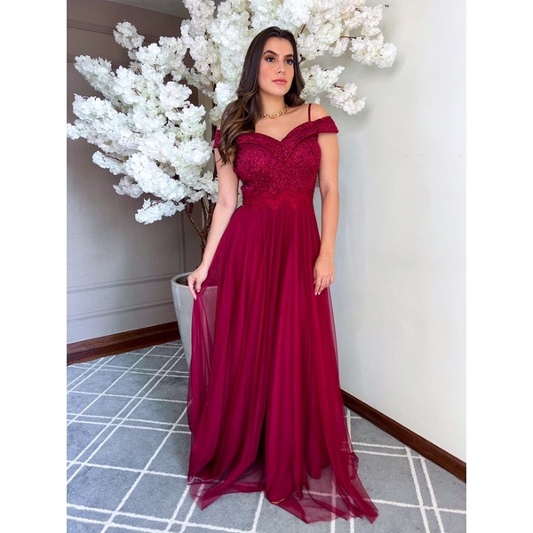 Vestido de Noiva Princesa de Ombro a Ombro em Tule Ilusion. e Saia de Tule  com Barrado, Roupa de Casamento Feminina Mãe De Noiva Usado 82270532