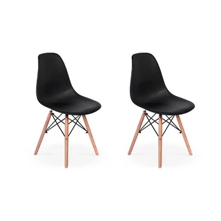 Conjunto 2 Cadeiras Charles Eames Eiffel Wood Base Madeira
