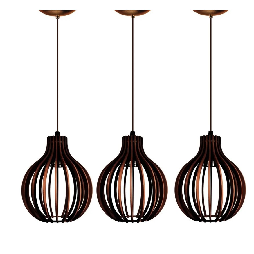 Trio De Luminária Balcão Cozinha Americana Luxo Pendente De Teto Preto ...