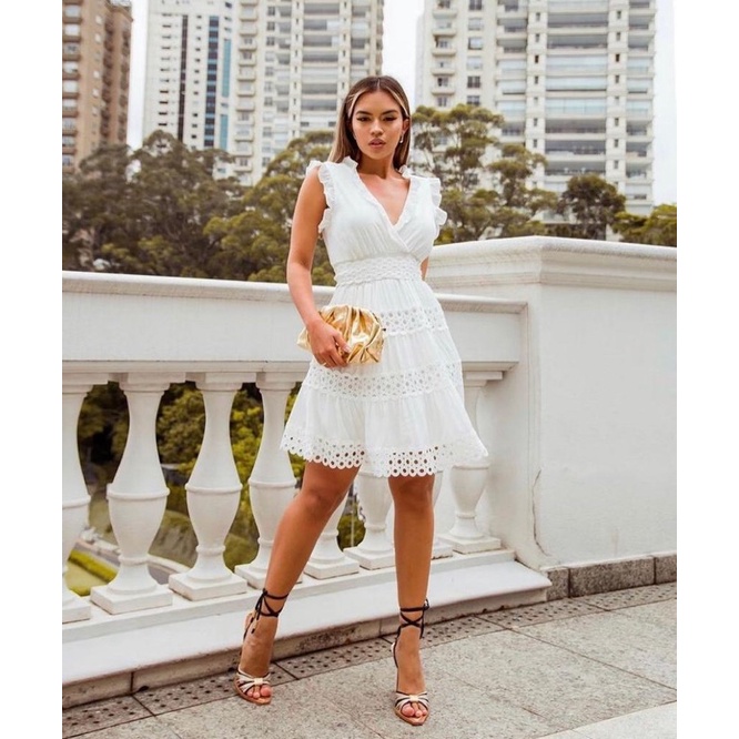 Vestido branco de malha clearance curto