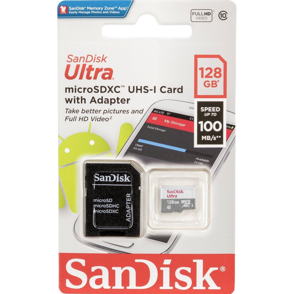 Sandisk Cartão de Memoria SD 16GB 32GB 64GB 128GB Micro Sd Ultra Classe 10 100mbs Lacrado