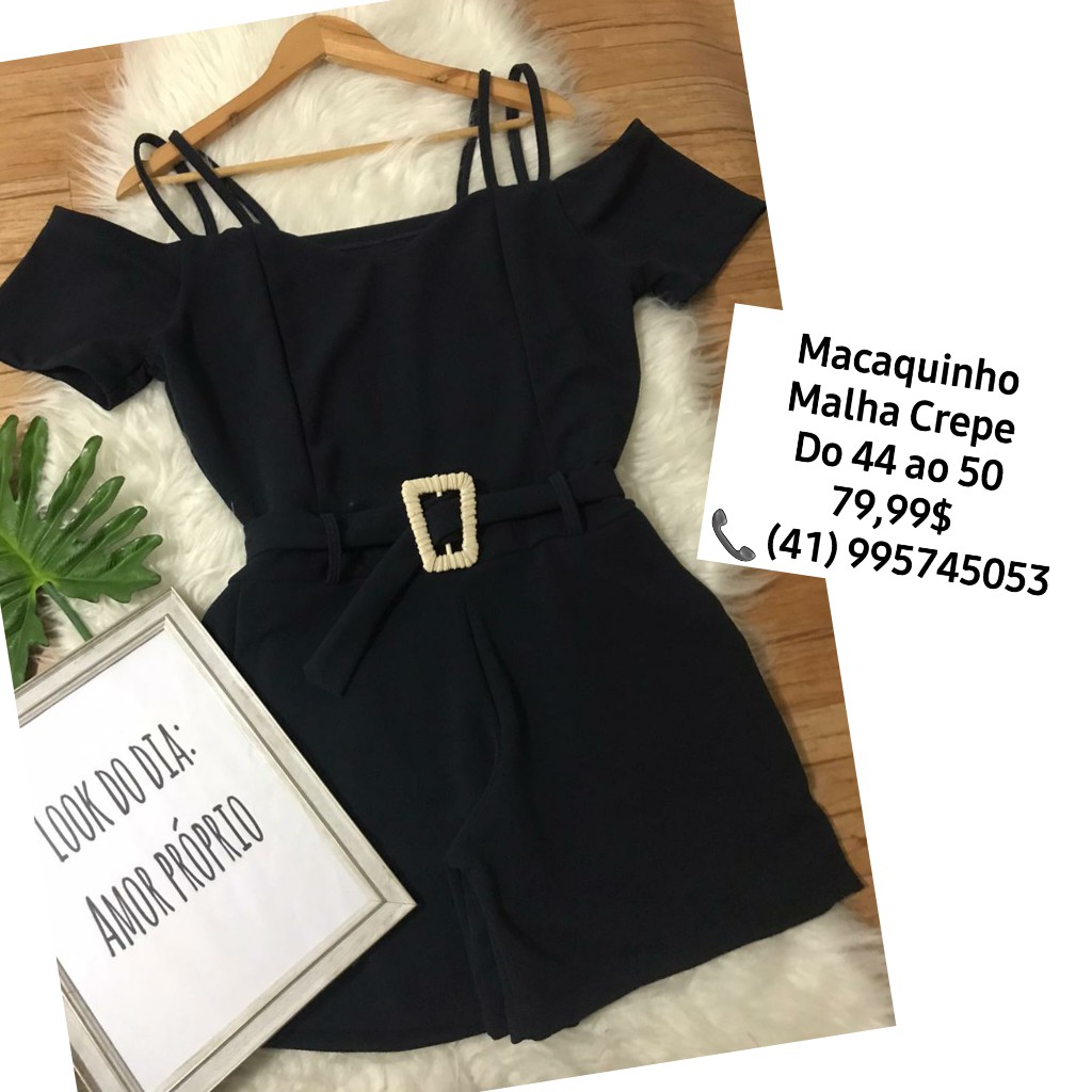 macaquinho com correntes cinto plus size - Do 44 ao 50 - moda gordinha  natal ano novo balada macacão Bengaline 46 48 - Escorrega o Preço