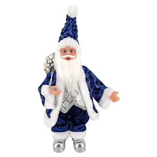 Enfeite Natal Papai Noel Azul e Prata 40 cm