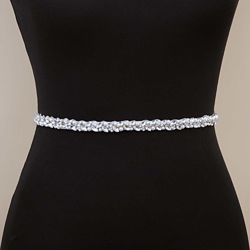 Cinto Feminino Fino Corrente De Com Cinto De Casamento Para Vestido De Noiva Pérola Strass Cinta Cristal Feminino Acessórios Prata Fino TRIXY S381