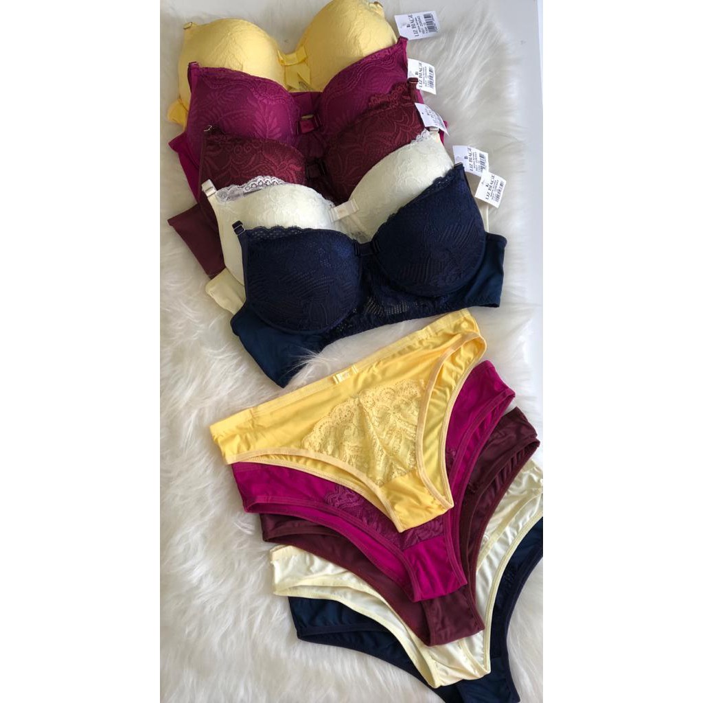 kit 100 Conjuntos Lingerie Sutiã e Calcinha Detalhes em Renda ou lisa