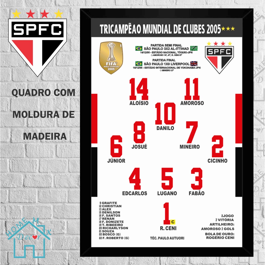 São Paulo time futebol quadro TRI CAMPEÃO MUNDIAL