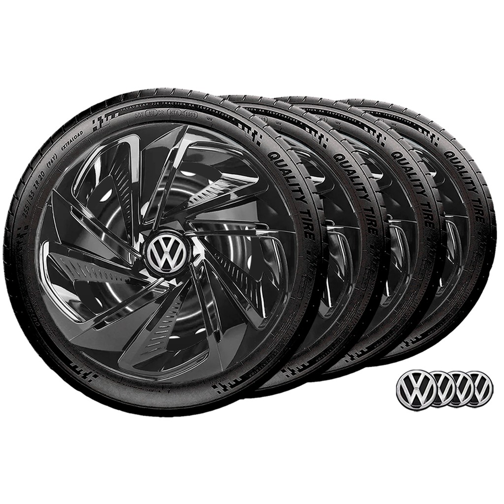 Jogo 4 Calota Nitro Preta Aro 14 Vw Gol G1 G2 G3 G4 G5 | Shopee Brasil