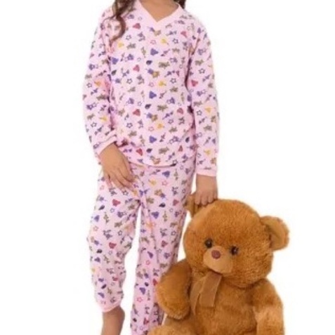 Kit 1 Pijama Infantil Manga Longa Menina Feminino Atacado Barato 1 ao 7 - PRONTA ENTREGA em Oferta na Shopee