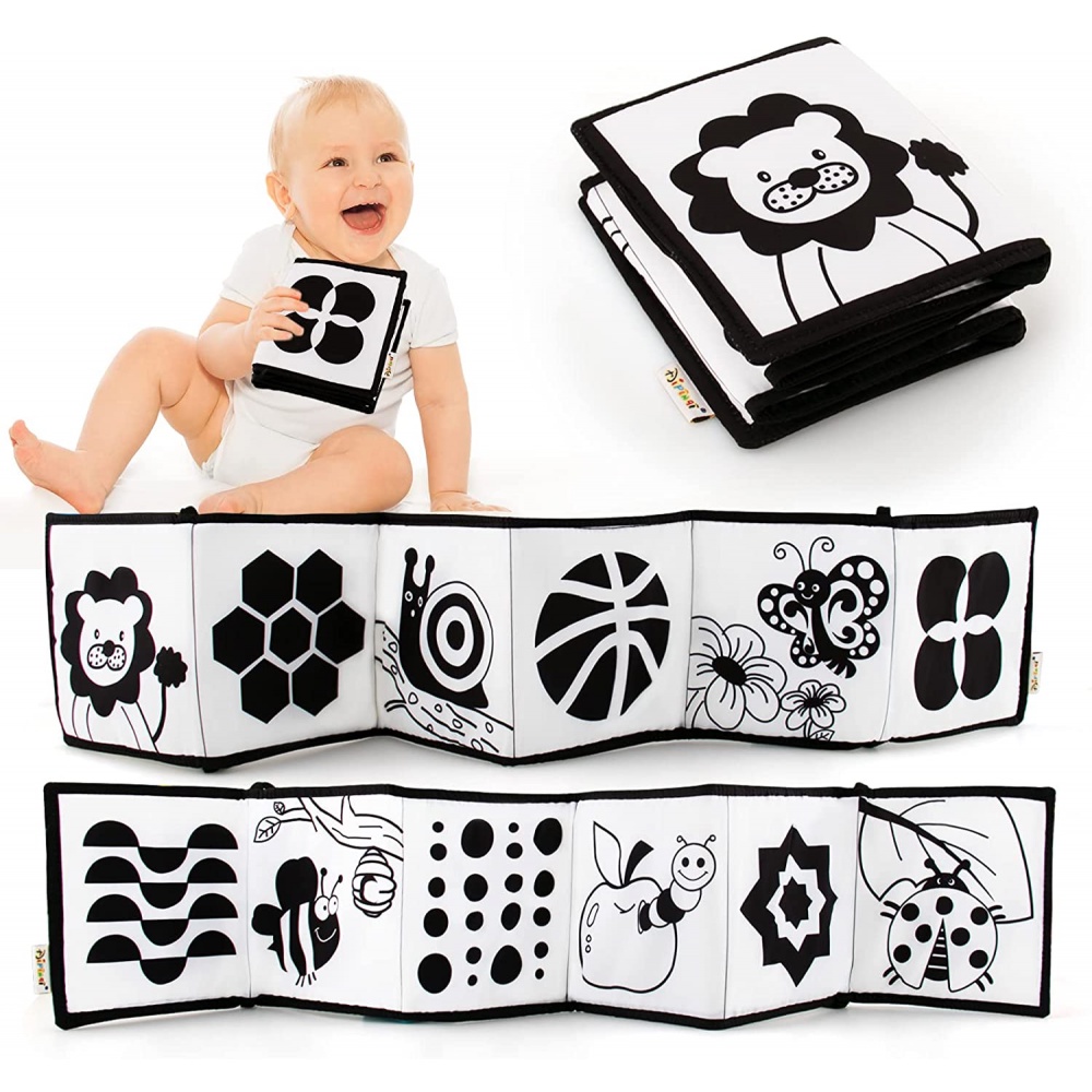 Bebê Livro De Pano Macio , Alta Contraste Preto & Branco Livros Do , Lavável E Sensor De Barriga Tempo Brinquedos Para Crianças Infantis