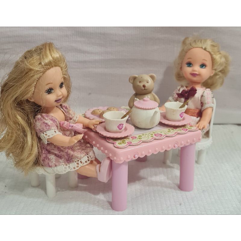 Boneca barbie genuína e pouco kelly simular chá da tarde conjunto