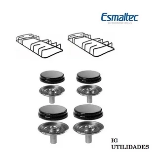 Kit Queimador com Espalhador E Grelha Fogão Esmaltec Bali 4 Bocas com Pino