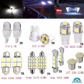 14 Peças Kit De Claro / Placa De Licença De Led De 1157 / T10 / 31 / 36mm Para Interior / Mapa Branco