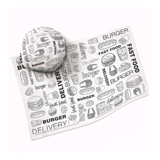 Papel Acoplado Estampado para Hamburguer Frios Lanches - 40x40cm - 2kg