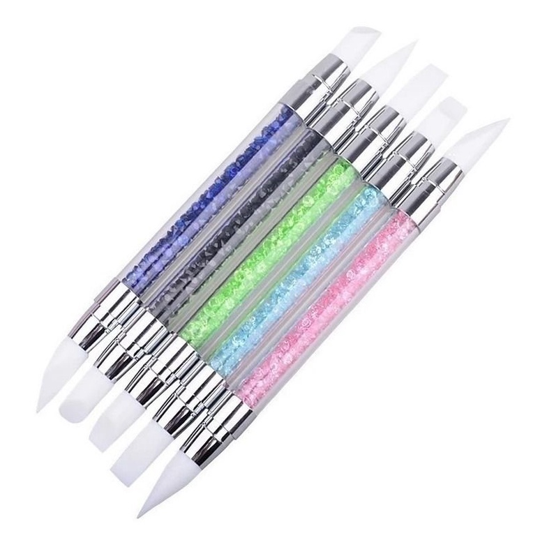 Kit 5 Pincéis Silicone Decoração Unhas 3D Profissional Nail Art