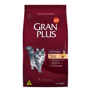 Ração GranPlus Gatos Adultos Castrados Frango e Arroz 10,1 Kg