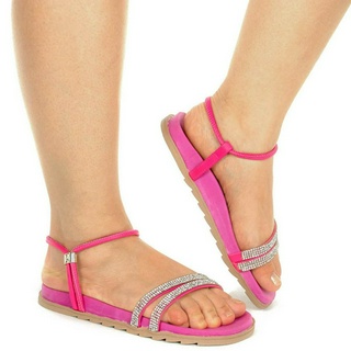 Sandália Birken Feminina Strass Brilho Papete Anatômica Confortável Via Angel 63.03