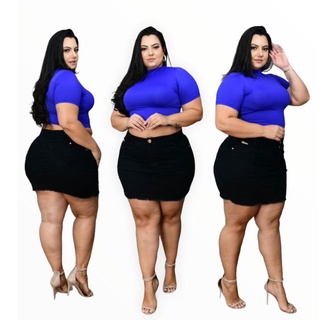 Mini saia store preta plus size