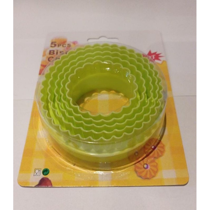 Kit c/5pecas Cortador Molde Redondo Babado Frisado Biscuit Biscoito