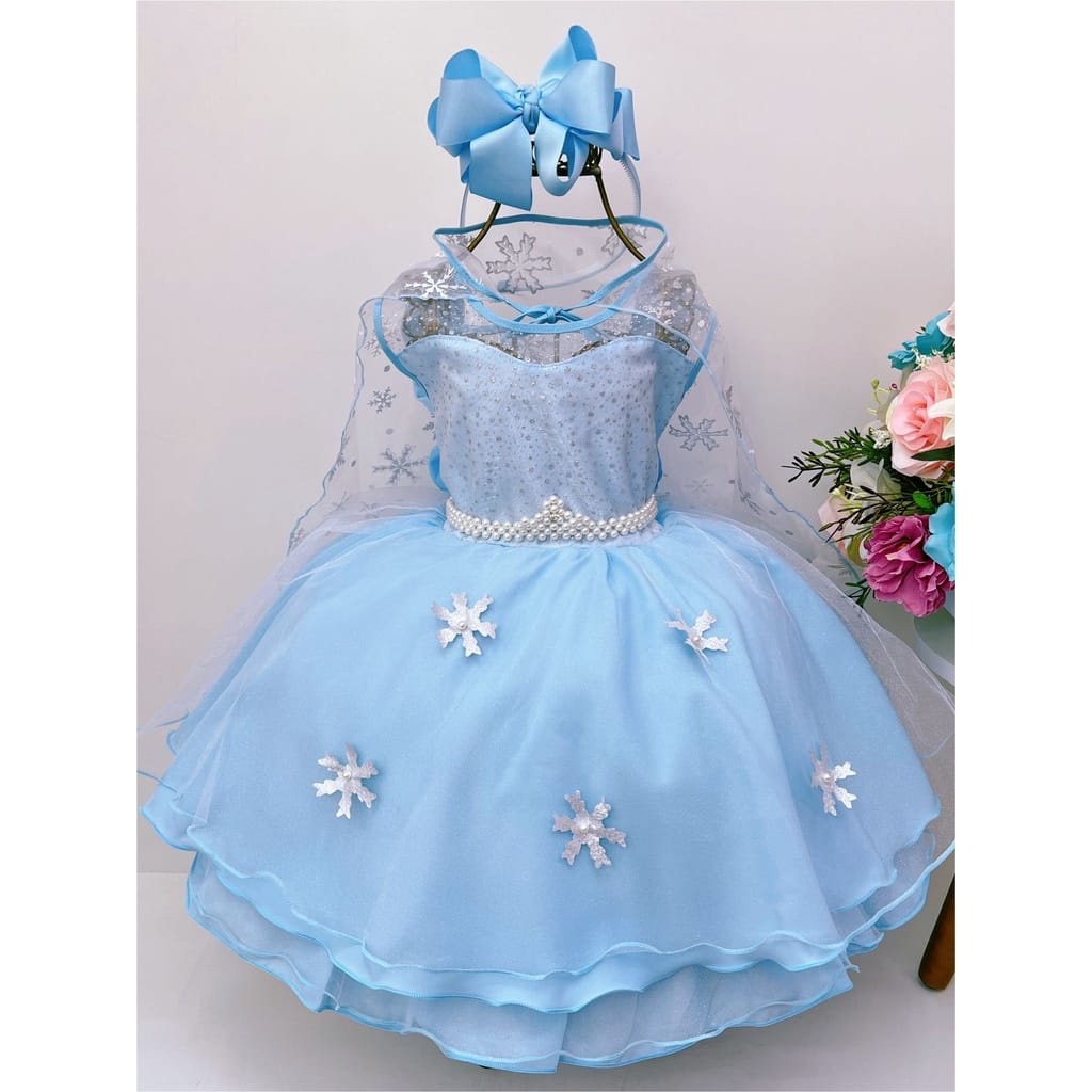 Vestido Frozen Infantil Rainha Elsa + acessórios de Brinde