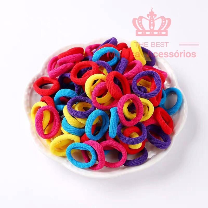 Kit 100 Elástico De Cabelo Tipo Meia Xuxinha Criança Pequeno