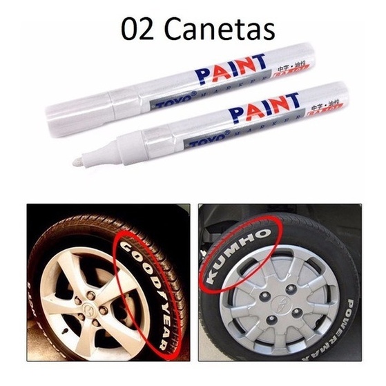 4 Canetas Branca Para Pintar Letras Pneu A Prova D'água