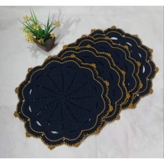 souplast de crochê luxo preto com dourado