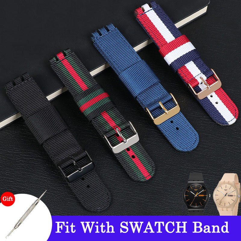 Nato Cinta Para Swatch Lona Nylon Assista Strap Substitui o 17mm