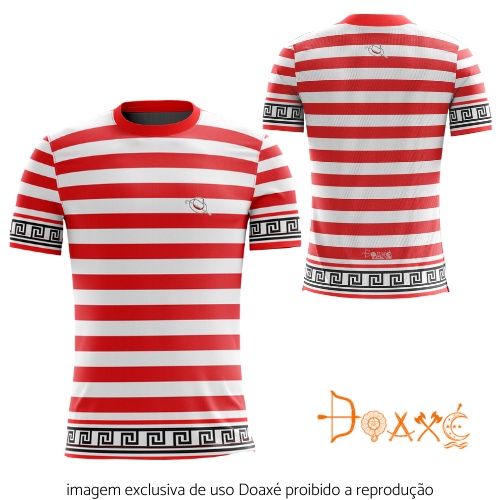 Camiseta Zé Pilintra Listrada - Branca Com Listra Vermelha