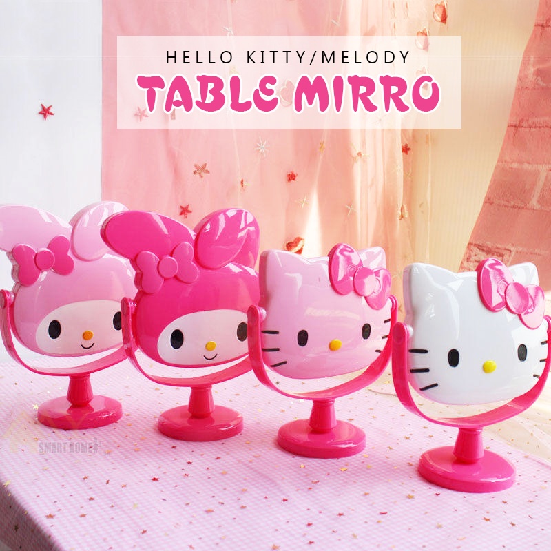 Kawaii sanrio feminino hello kitty espelho mesa banheiro maquiagem
