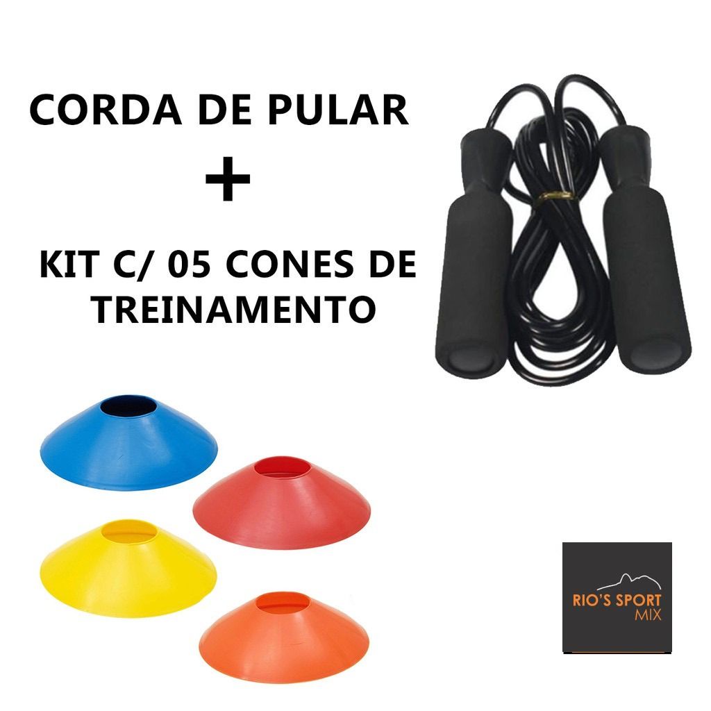 Kit Corda de Pular + 05 Cones Tartarugas Cone Chinês Treino Funcional ...
