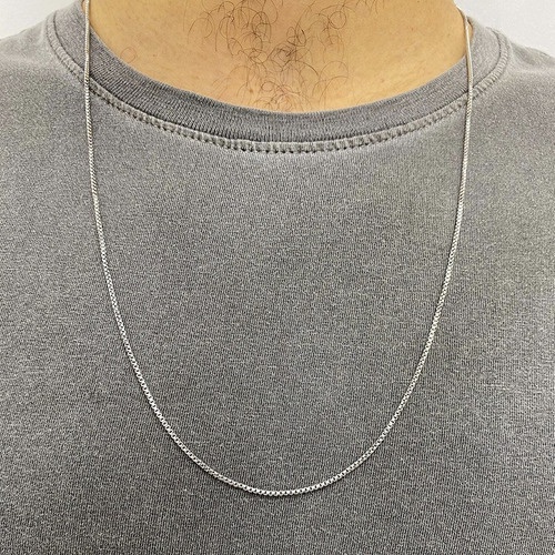 Corrente Cordao Masculino Veneziana 70cm Fina 1mm Aço Inox