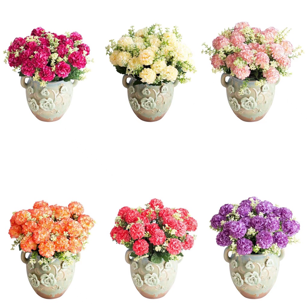 Estoque Pronto Venda A Quente Decoração Moderna Flor Artificial 5 Bolas Crisântemo Simulação Bouquet Hydrangea FR-619