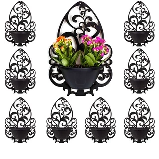 Kit 8 Vaso Arandela de Parede Preto Vaso Decorativo