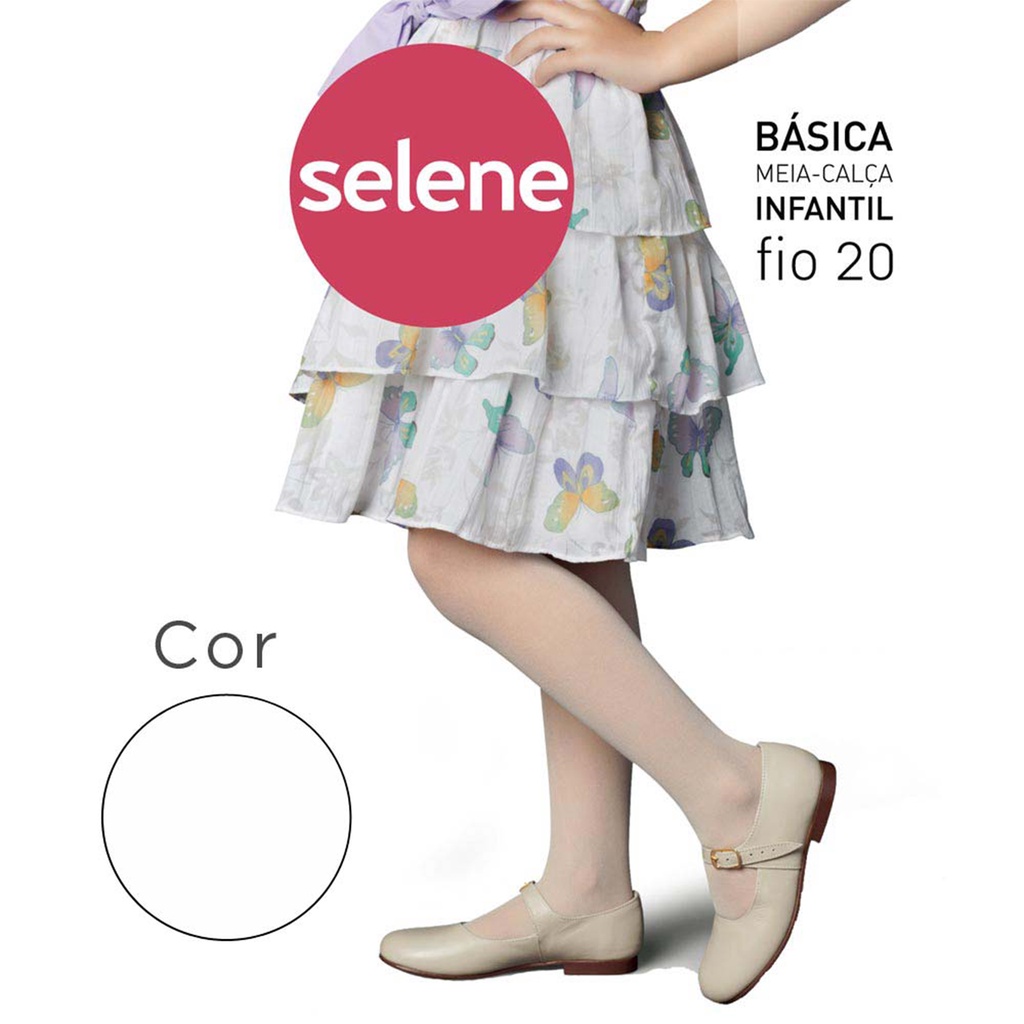 Meia Calça Infantil Fio 20 SELENE Original Fina Batizado Básica Branca Rosa  Preta Menina Criança Juvenil