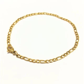 pulseira grumet masculina fina 20cm dourada aço inoxidável